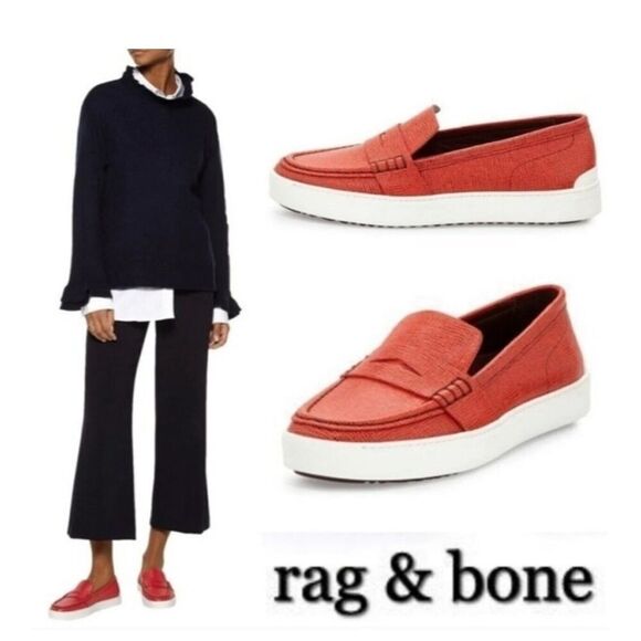 rag & bone Red Leather Colby Penny Loafers / Sneakers - 8.5 - Picture 3 of 7